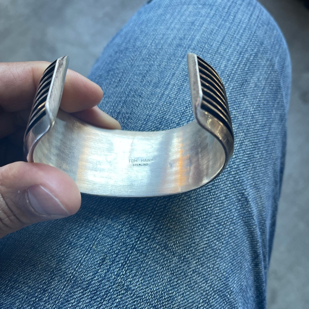 Solid Silver Wide Cuff Bracelet - image 4